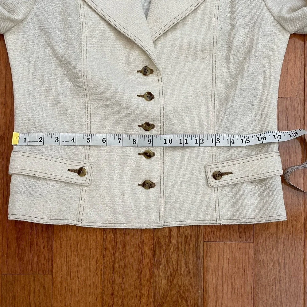 Vintage Custom Tailored By Nardis Of Dallas Blazer Jacket Cream Vintage - Picture 7 of 9